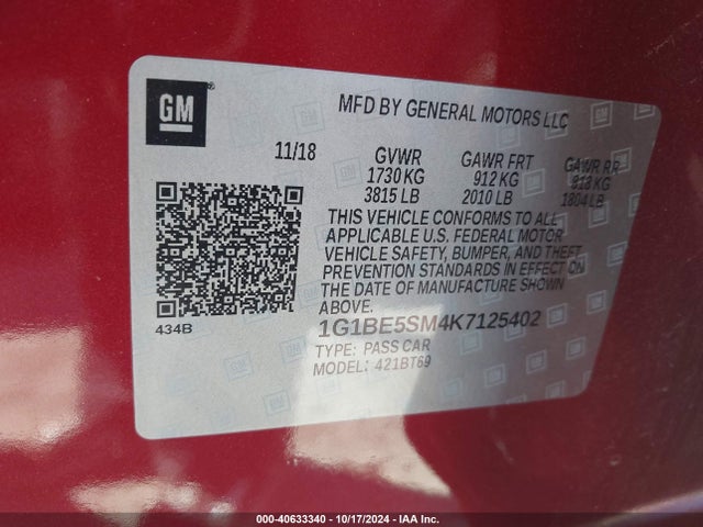1G1BE5SM4K7125402 Chevrolet CRUZE LT