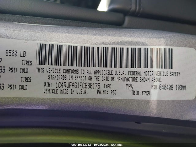 1C4RJFAG1FC838175 Jeep Grand Cherokee Laredo