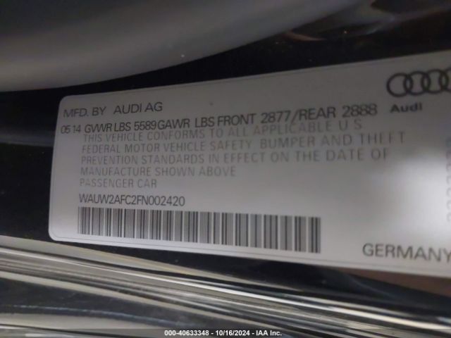 WAUW2AFC2FN002420 Audi S7 4.0t