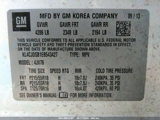 KL4CJDSB1EB543427 Buick Encore Premium