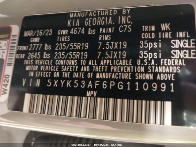 5XYK53AF6PG110991 KIA Sportage Sx-prestige