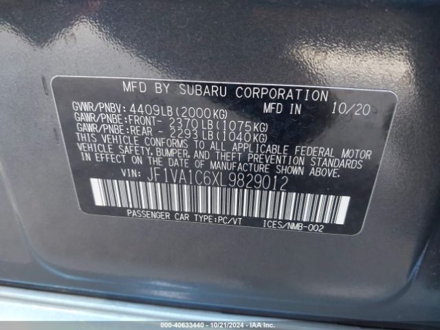 JF1VA1C6XL9829012 Subaru Wrx Premium