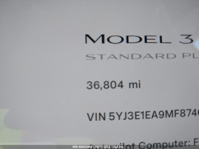 5YJ3E1EA9MF874604 Tesla Model 3 Standard Range Plus Rear-wheel Drive