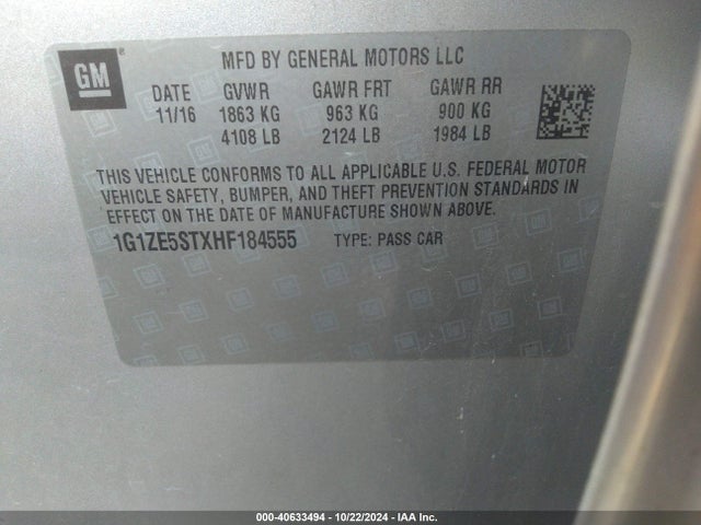 Chevrolet MALIBU 1LT 2017 1G1ZE5STXHF184555 Image 9