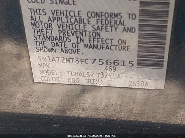 Nissan Rogue Sl 2015 5N1AT2MT3FC756615 Image 9