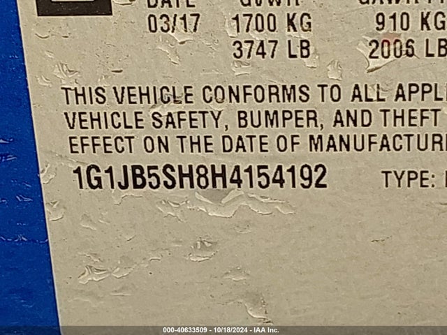 Chevrolet Sonic Ls Auto 2017 1G1JB5SH8H4154192 Image 9