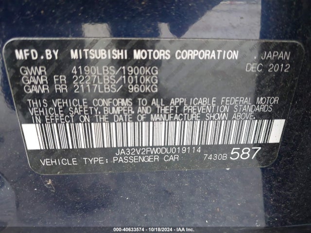 2013 MITSUBISHI LANCER JA32V2FW0DU019114 Photo 8