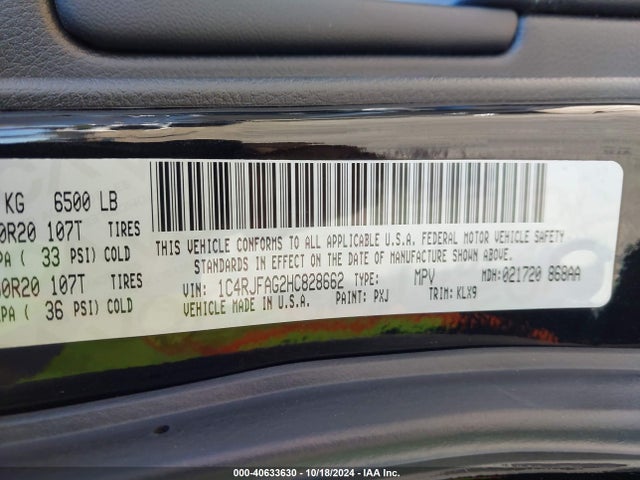 1C4RJFAG2HC828662 Jeep Grand Cherokee Altitude 4x4