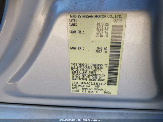 1N4AL3AP4EC118167 Nissan Altima 2.5 S