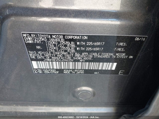 Toyota RAV4 LE 2016 JTMBFREV5GJ096339 Image 9