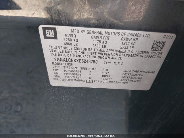 Chevrolet Equinox 2lt 2014 2GNALCEKXE6243750 Image 9