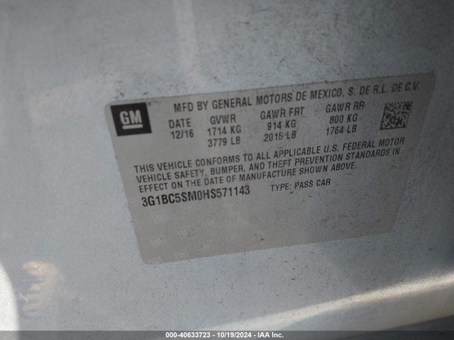 Chevrolet Cruze Ls Auto 2017 3G1BC5SM0HS571143 Image 9