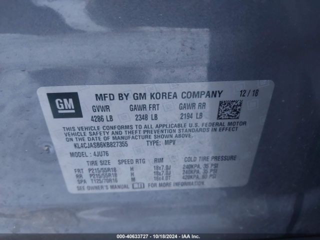 KL4CJASB6KB827355 Buick Encore Fwd Preferred