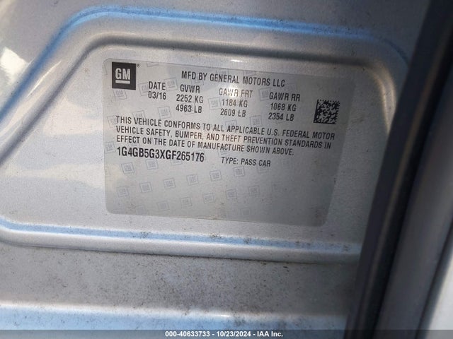 1G4GB5G3XGF265176 Buick Lacrosse