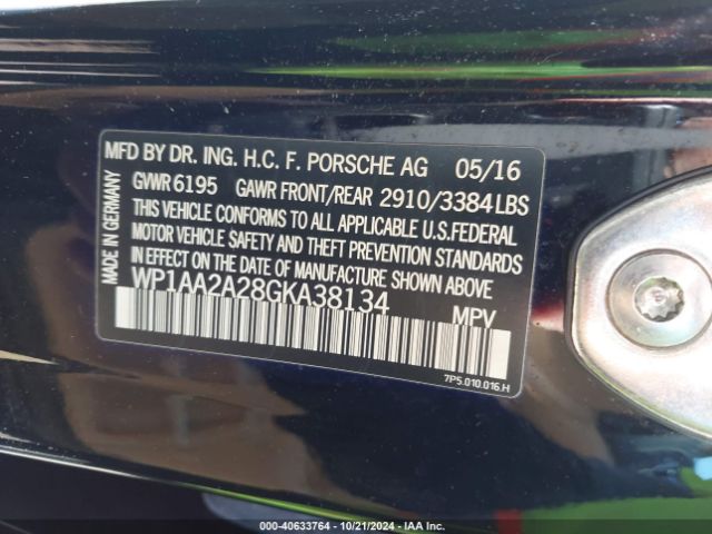 2016 PORSCHE CAYENNE WP1AA2A28GKA38134 Photo 8