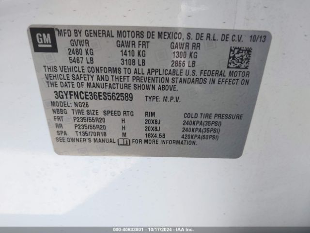 3GYFNCE36ES562589 Cadillac Srx Performance Collection
