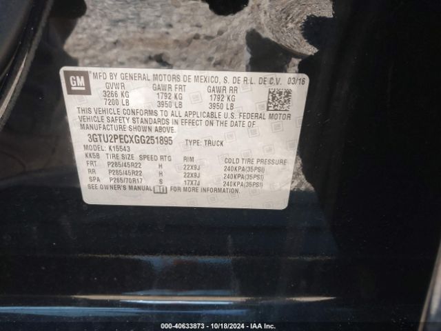 3GTU2PECXGG251895 GMC Sierra 1500 Denali