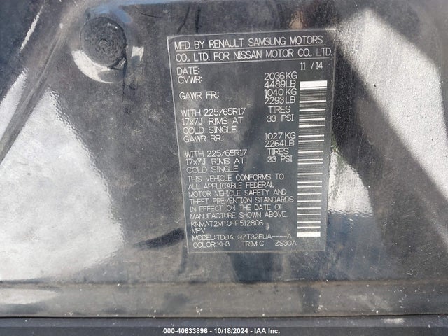 Nissan ROGUE SV 2015 KNMAT2MT0FP512806 Image 9