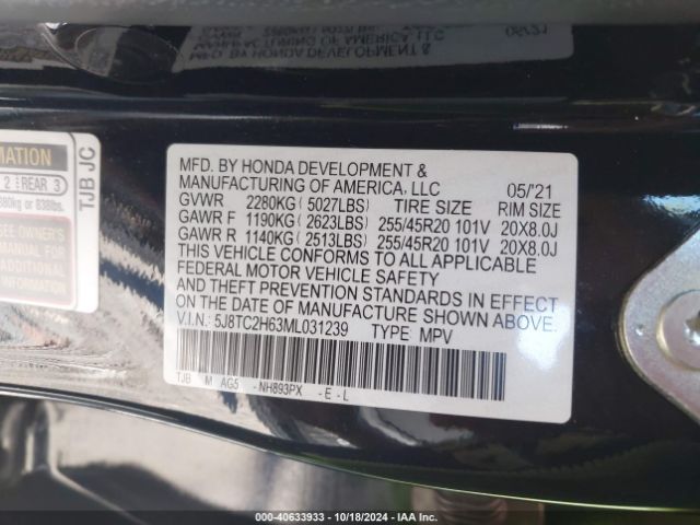 5J8TC2H63ML031239 Acura Rdx A-spec Package