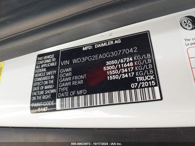 WD3PG2EA0G3077042 Mercedes-Benz Metris