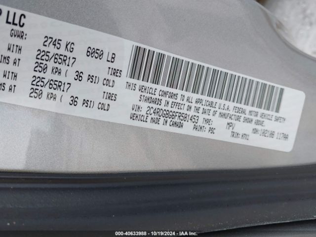 2C4RDGBG6FR581453 Dodge Grand Caravan American Value Pkg