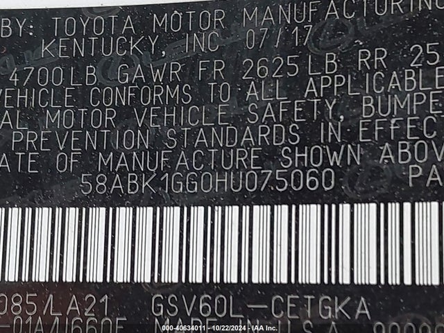 Lexus ES 350 2017 58ABK1GG0HU075060 Image 9