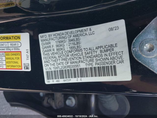 19XFL2G80RE000951 Honda Civic Sport