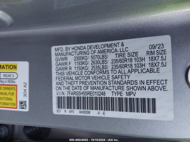 7FARS5H55RE010248 Honda Cr-v Hybrid Sport