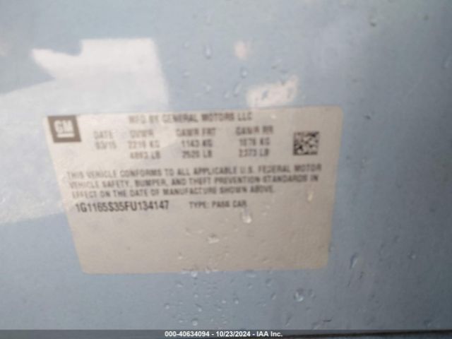 1G1165S35FU134147 Chevrolet IMPALA 2LZ