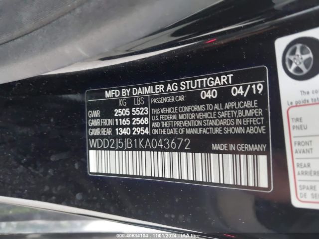 WDD2J5JB1KA043672 Mercedes-Benz CLS 450