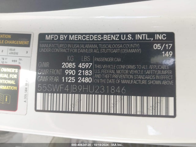 55SWF4JB9HU231846 Mercedes-Benz C 300 Luxury/sport