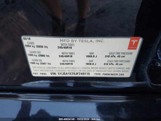 2018 TESLA MODEL S 5YJSA1E29JF249115 Photo 8