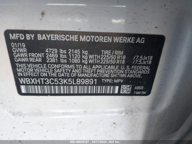2019 BMW X1 WBXHT3C53K5L89891 Photo 8