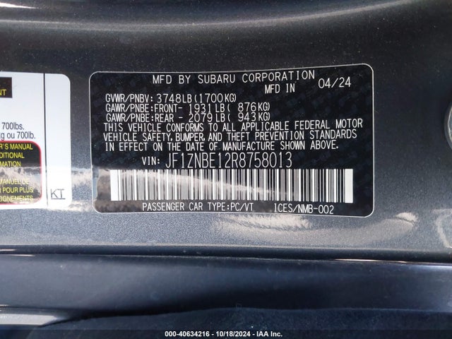 JF1ZNBE12R8758013 Toyota Gr86 Premium