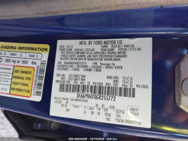 3FA6P0H70GR255772 Ford FUSION SE