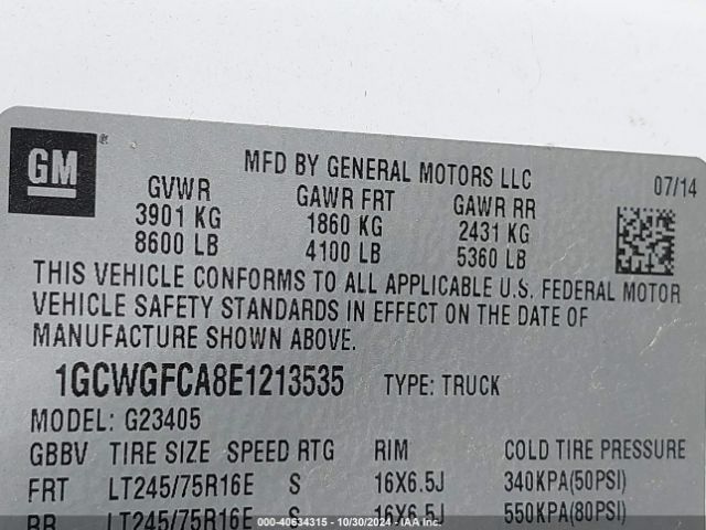 1GCWGFCA8E1213535 Chevrolet Express 2500 Work Van