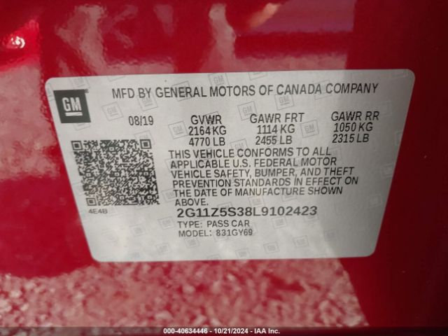 2G11Z5S38L9102423 Chevrolet Impala Fwd Lt