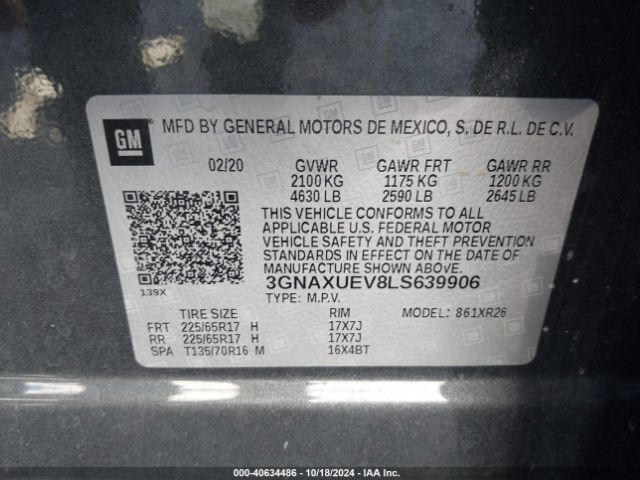 2020 CHEVROLET EQUINOX 3GNAXUEV8LS639906 Photo 8