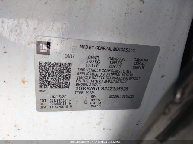 1GKKNULS2JZ145928 GMC Acadia Slt-1