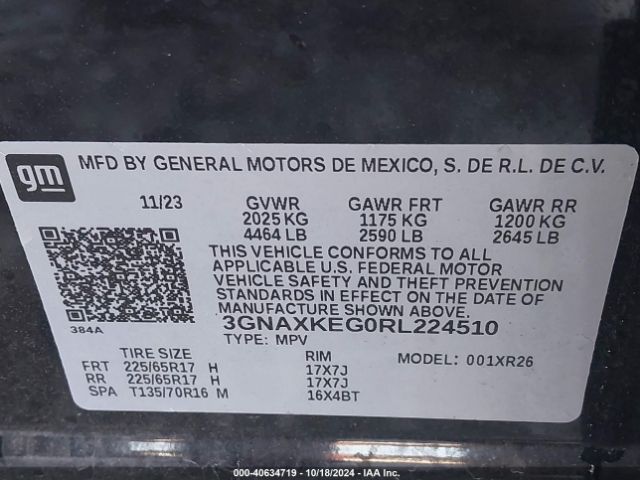 3GNAXKEG0RL224510 Chevrolet Equinox Fwd Lt