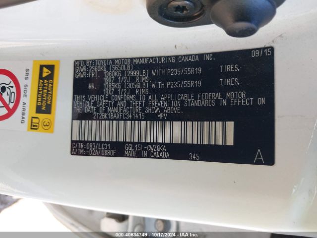 2T2BK1BAXFC341415 Lexus Rx 350 F Sport