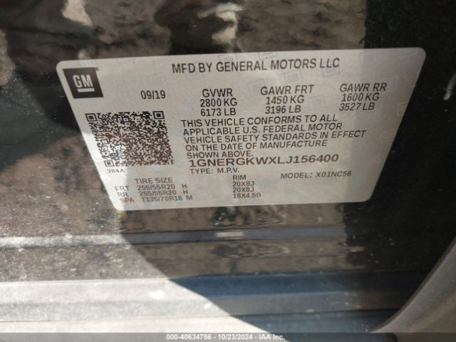1GNERGKWXLJ156400 Chevrolet Traverse Fwd Lt Cloth
