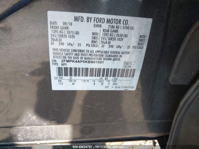 2FMPK4AP5KBB01091 Ford EDGE ST