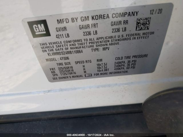 KL4MMDS24MB110064 Buick Encore Gx Fwd Select