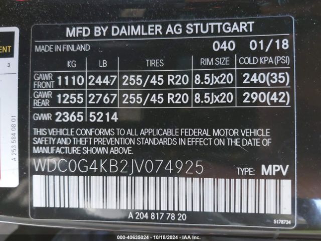 WDC0G4KB2JV074925 Mercedes-Benz Glc 300 4matic