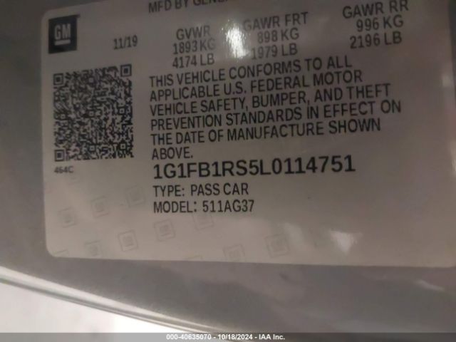 1G1FB1RS5L0114751 Chevrolet Camaro Rwd  1lt
