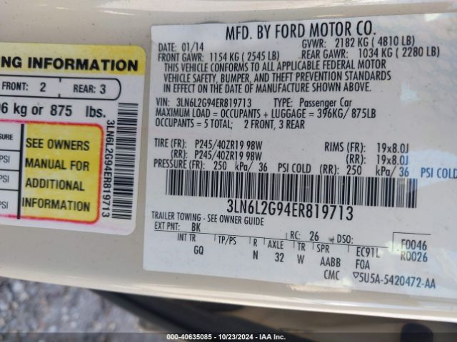 3LN6L2G94ER819713 Lincoln MKZ