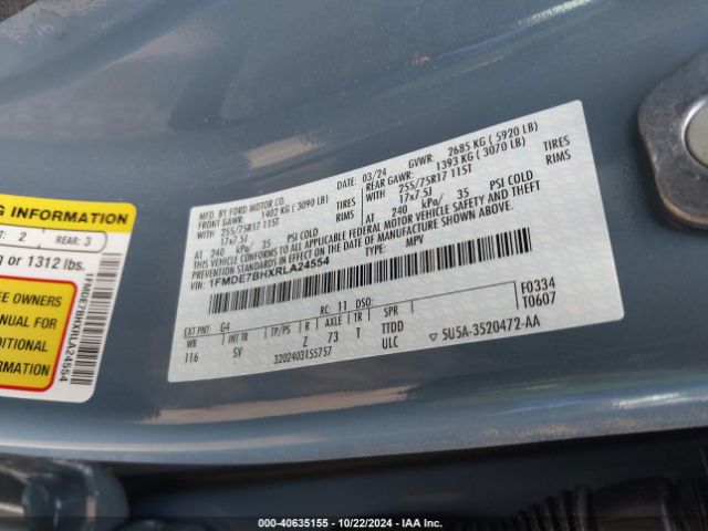1FMDE7BHXRLA24554 Ford Bronco Big Bend