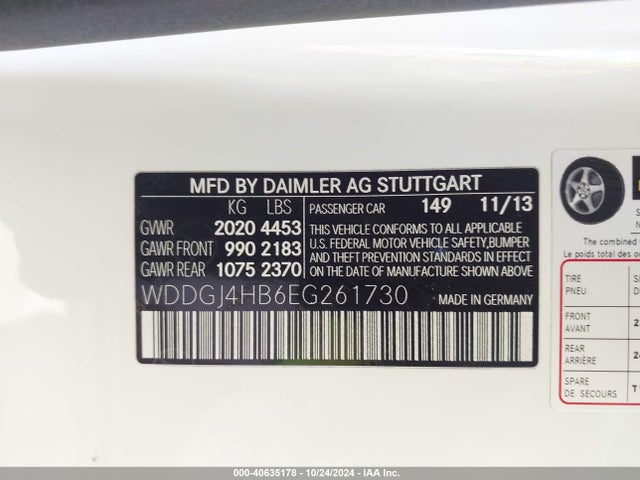 WDDGJ4HB6EG261730 Mercedes-Benz C 250