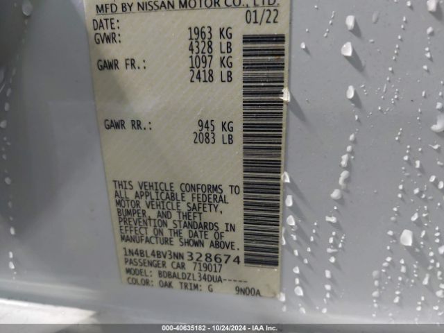 1N4BL4BV3NN328674 Nissan Altima S Fwd